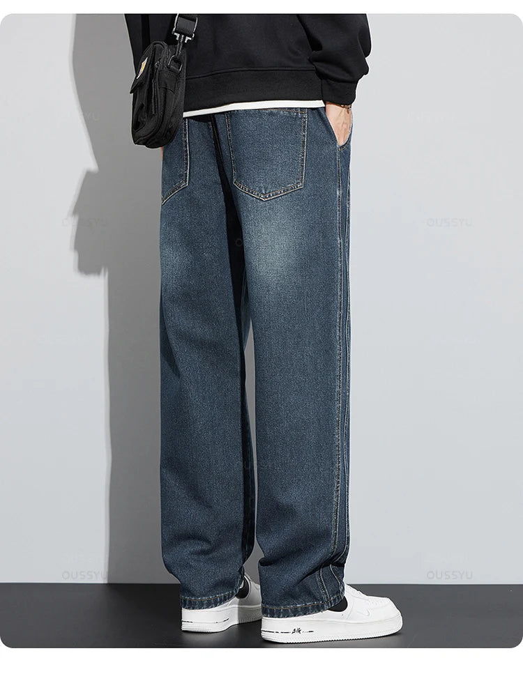 Men's Elastic Waist Cargo Denim Jeans