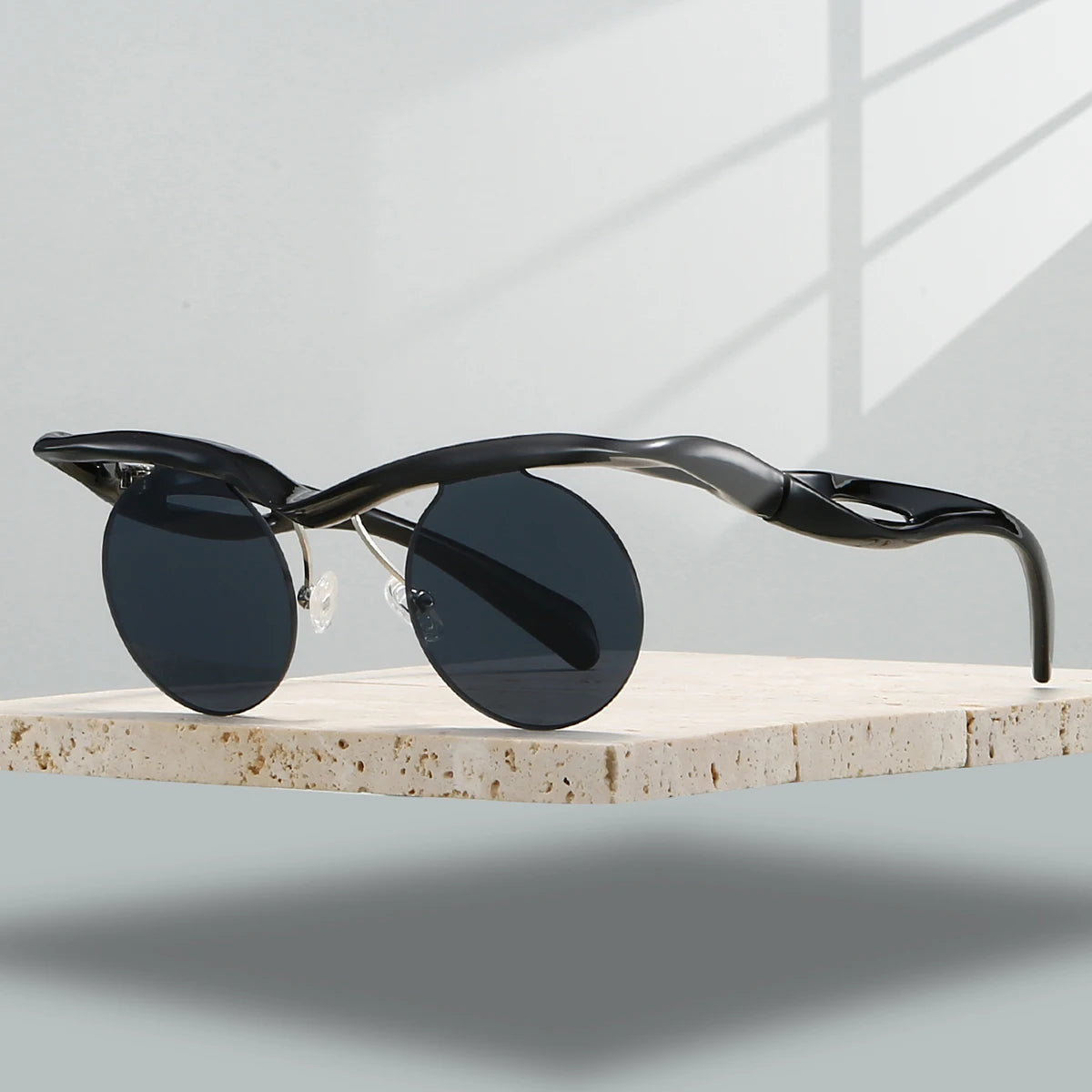 Unisex Irregular Semi-rimless Round Vintage Punk Anti UV Sunglasses