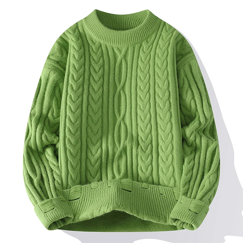 Men's Round-Neck  Knitted Pullover Loose Sweater
