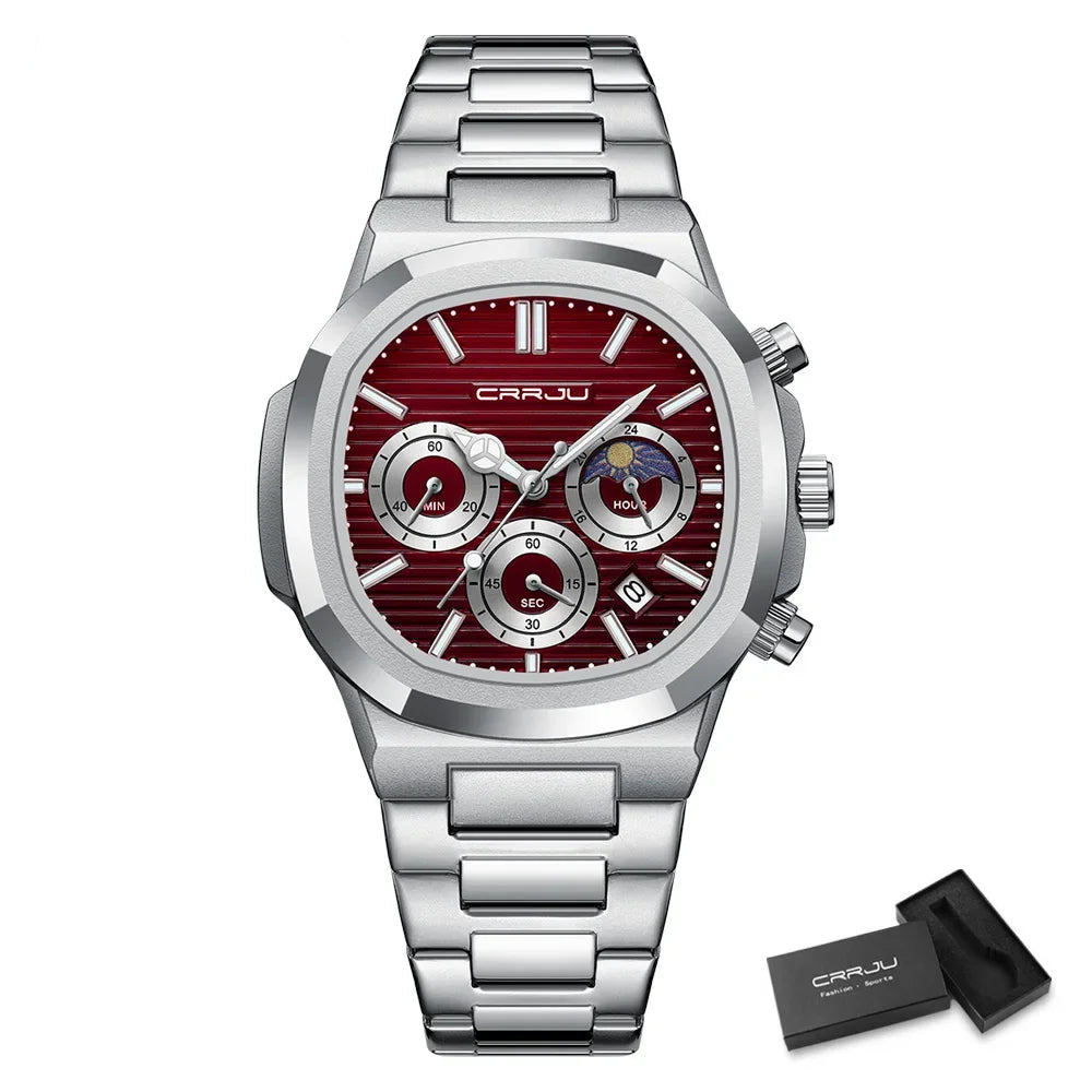 Men's Waterproof Pilot Chronograph Watch - Luminous Stainless Steel Timepiece