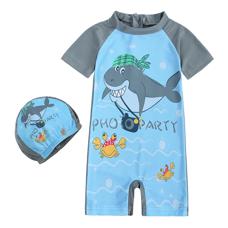 Children's Swimwear with Cap One Piece Suit