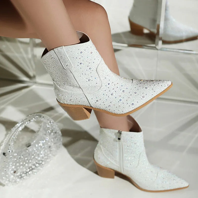 Pearl Pointed Toe Ankle Boots