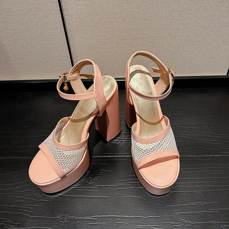 Women's Butterfly Rhinestone Thick Heel Sandals - Open Toe Party Shoes