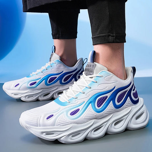 Men's Casual Sneakers Breathable Sports Light Running Tennis Sneaker Lace Up Platform Trainers Shoes