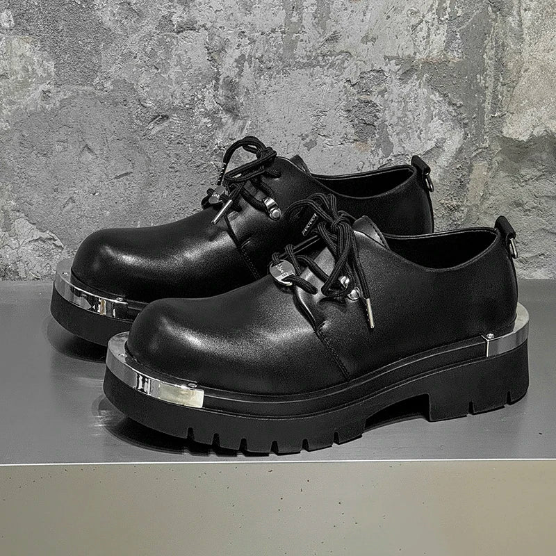 Men's Platform Derby Shoes - Genuine Leather Thick Sole