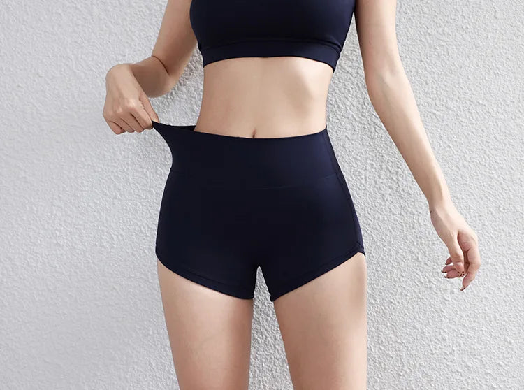 Quick-Dry Nylon Gym Shorts - High-Waisted Cycling Shorts