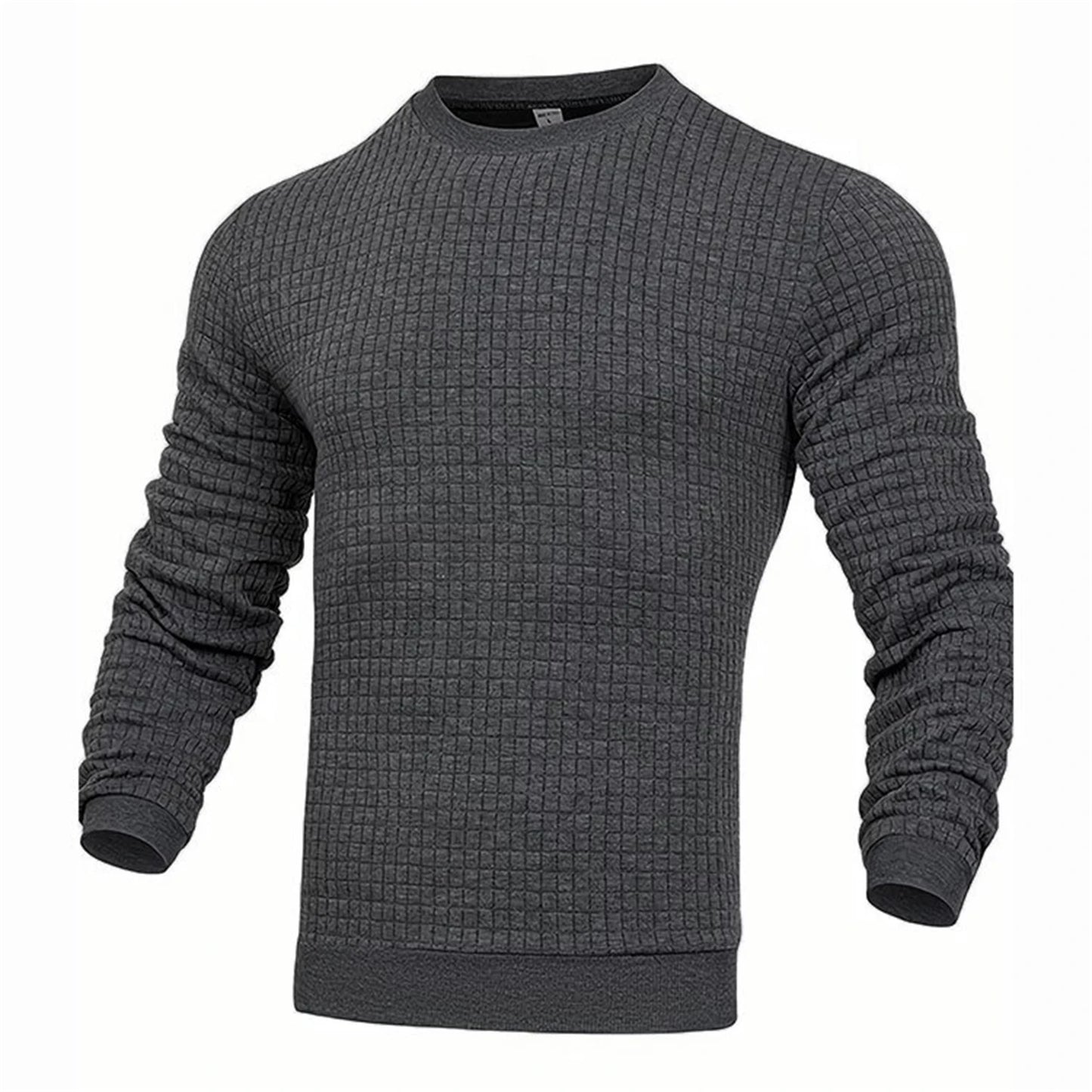 Men's Casual Knitted Pullover Hoodie - Long Sleeve Slim Fit O-Neck Sweatshirt