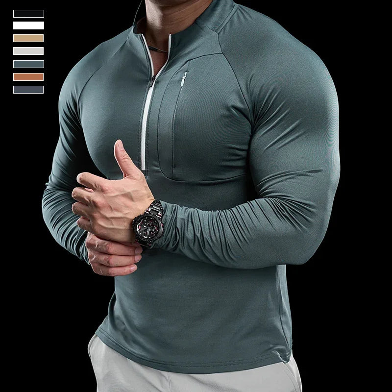Men's Gym Fitness Quick Dry  Running Sport Long Sleeves Trackwear  Bodybuilding Training Top