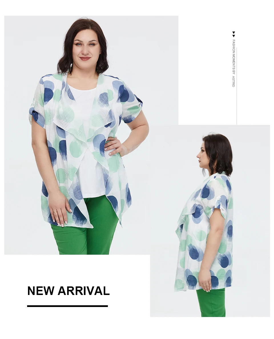 Women's Oversized Fake Two-Piece Print Shirt Blouse