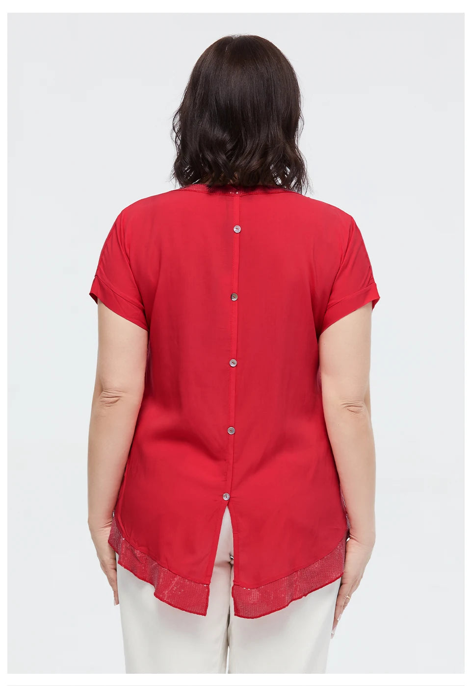 Women's Oversized Short Sleeve Sequin Print Cotton Top