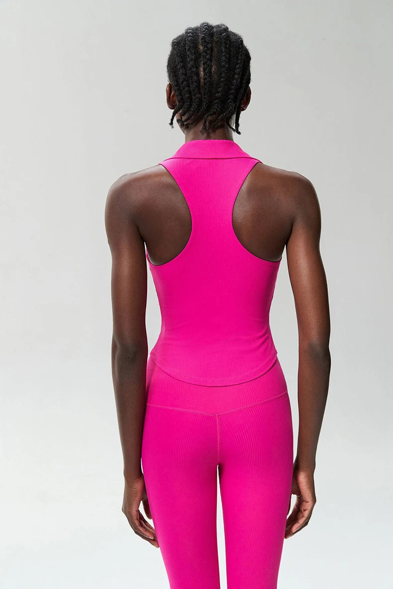 Women's Sleeveless Fitness Yoga Summer Slim Fit V-Neckline Gym Running Top Breathable Quick Dry Sportswear Workout Top