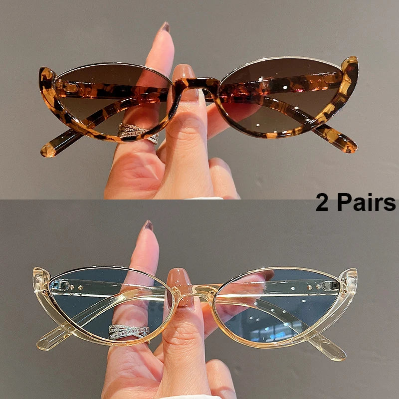 Women's 2 Pairs Per Set Vintage Cat Eye Sunglasses  Outdoor Casual Shades