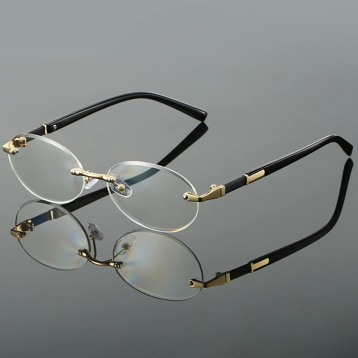 Unisex  Retro Metal Gradient Oval Sunglasses