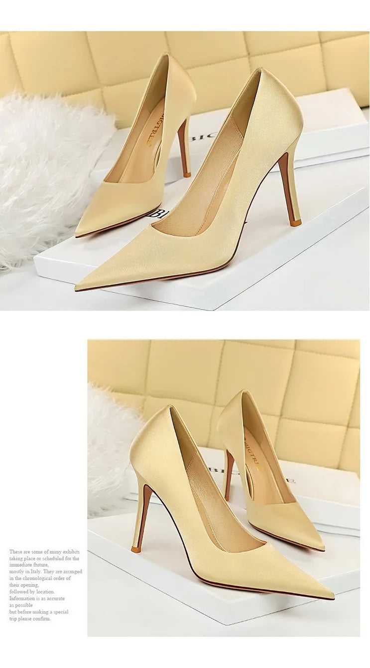 Silk Stiletto Pumps - Spring High Heels Plus Size Available