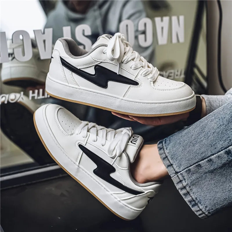 Men's Casual Sneakers Lightning Design Platform Skateboard Shoes Tennis Sports Shoes Outdoor Comfortable Vulcanized Sneakers