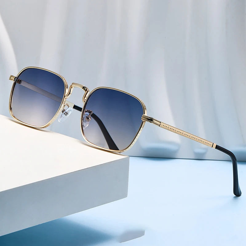 Retro Square Oval Metal Sunglasses - UV400 Protection for Women & Men