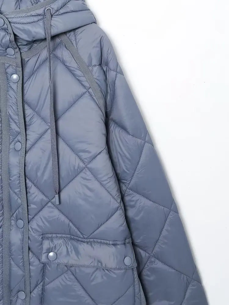 Vintage Oversize Long Hooded Parka - Long Sleeve Button Pocket Warm Coat