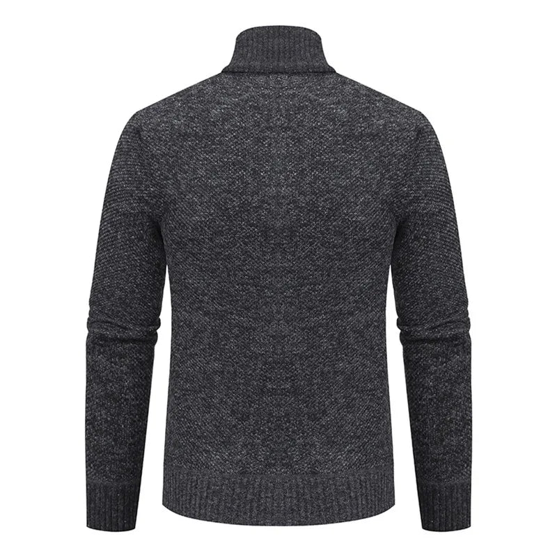 Men's Autumn Winter Slim Stand Collar Knitted Outerwear Coat Casual Knit Patchwork Jacket