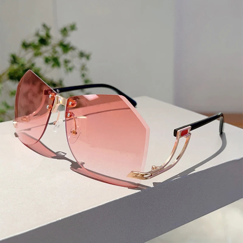 Women's Rimless Irregular Gradient Sunglasses