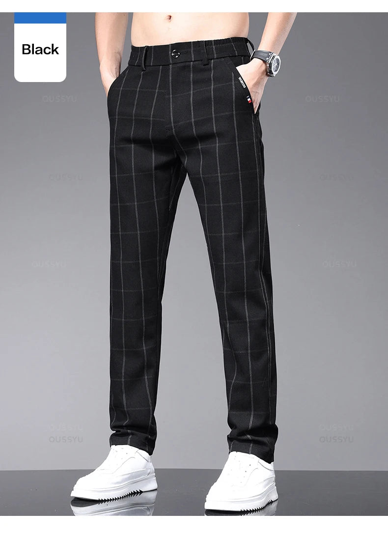 Men's Plaid Stretch Trousers