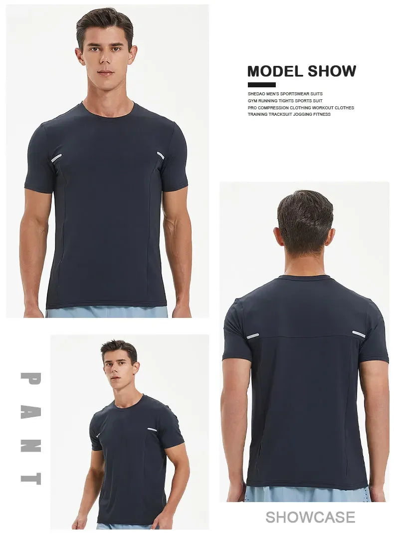 Men's Sports Fitness Short Sleeve Gym Compression Workout Casual Quick Dry Muscle Fit T-Shirt