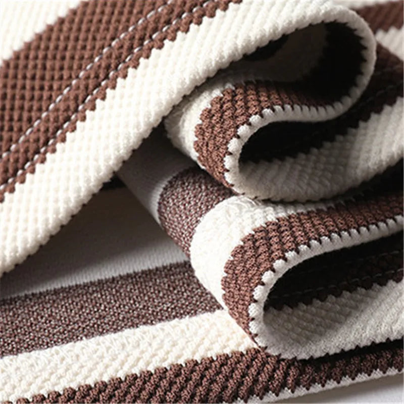 Turn Down Collar Striped T-Shirt - Smart Casual Breathable Tee