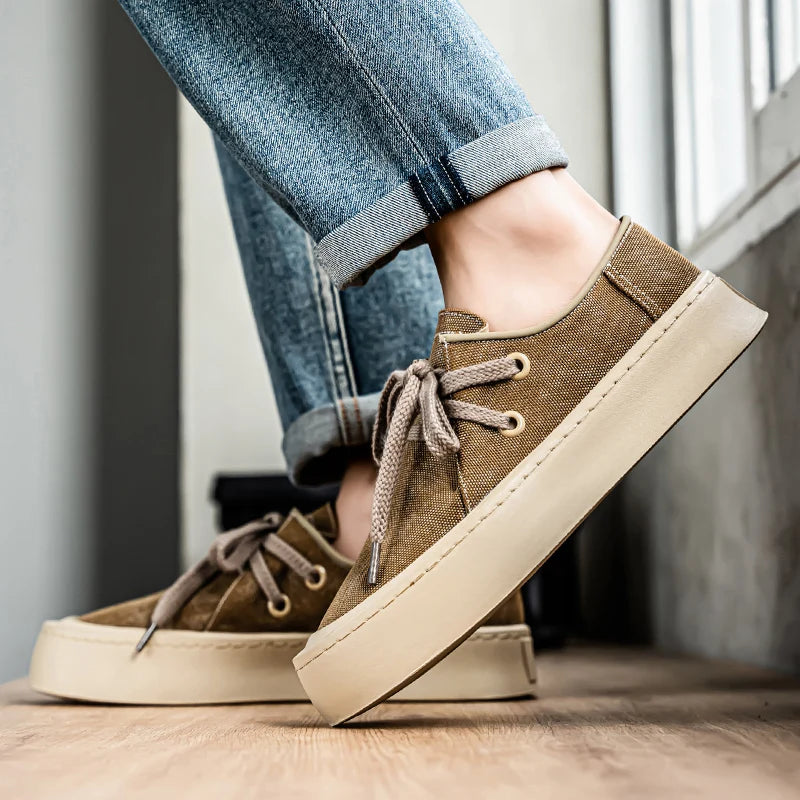 Men's Platform Suede Lace Up Shoes