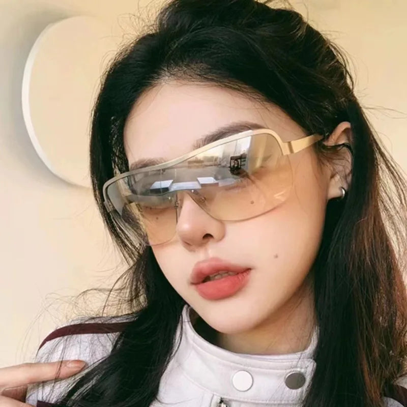 Half Frame Retro Sunglasses - Women's Windproof Street Style Eyewear