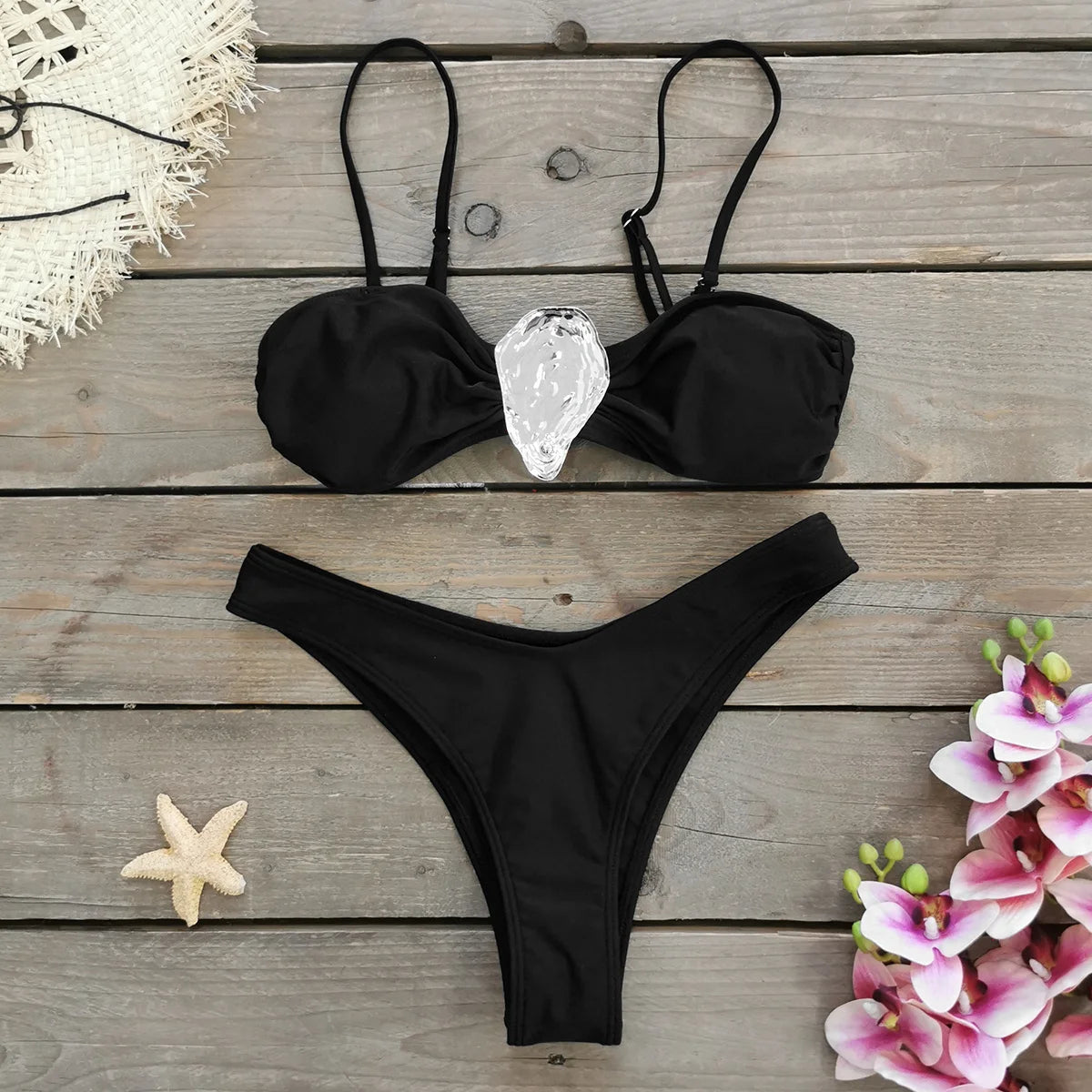 High Waist Bandage Bikini Set with Skirt - Push Up Swimwear
