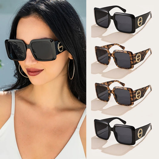 Women's 4 Pack Square Circle Decorative Sunglasses
