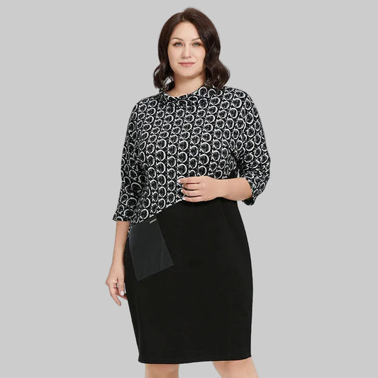 Women's Oversized Long Sleeve Pocket Stand-Up Collar Party Dress