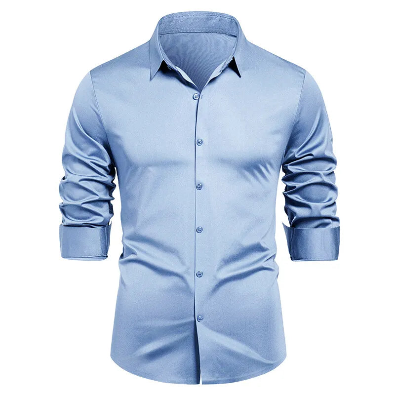 Square Collar Long Sleeve Shirt - Smart Casual Dress Shirt