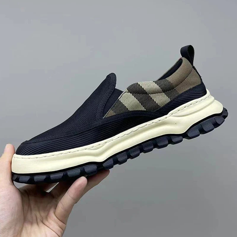 Men's Casual Platform Sneakers - Breathable Slip-On Tennis Shoes