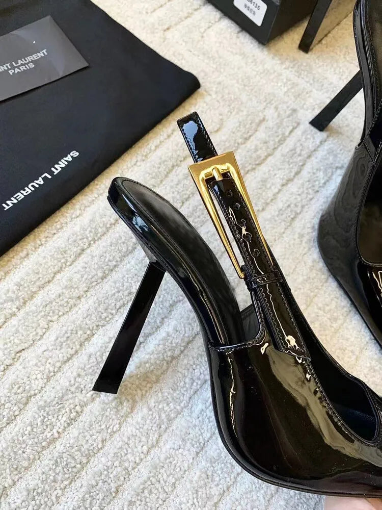 Women's Pointed Stiletto Sandals - One-Line Buckle Strap High Heels