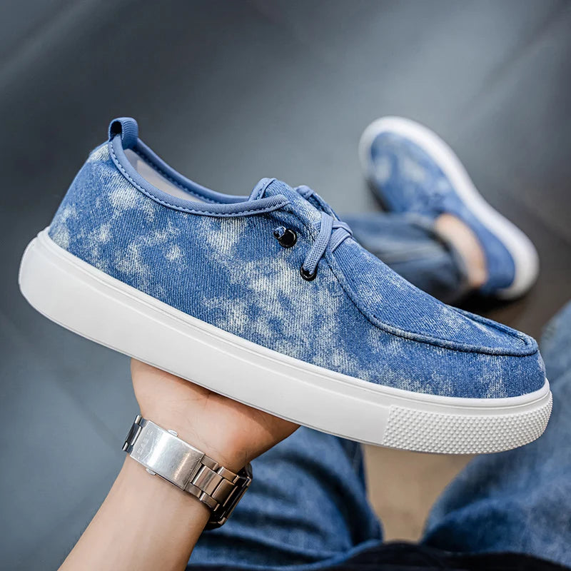 Men's Denim Casual Sneakers - Soft Skateboard Trainers