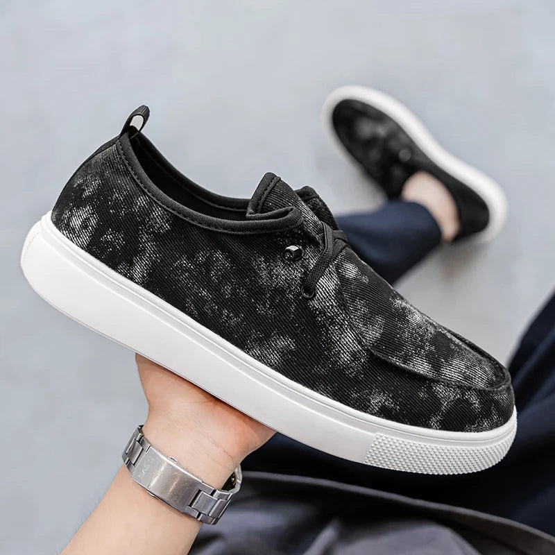 Men's Denim Casual Sneakers - Soft Skateboard Trainers