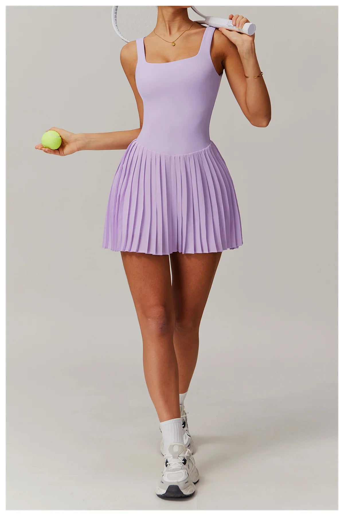 Tennis Skirt with Inner Lining - Pleated Golf Workout Dress with Pockets