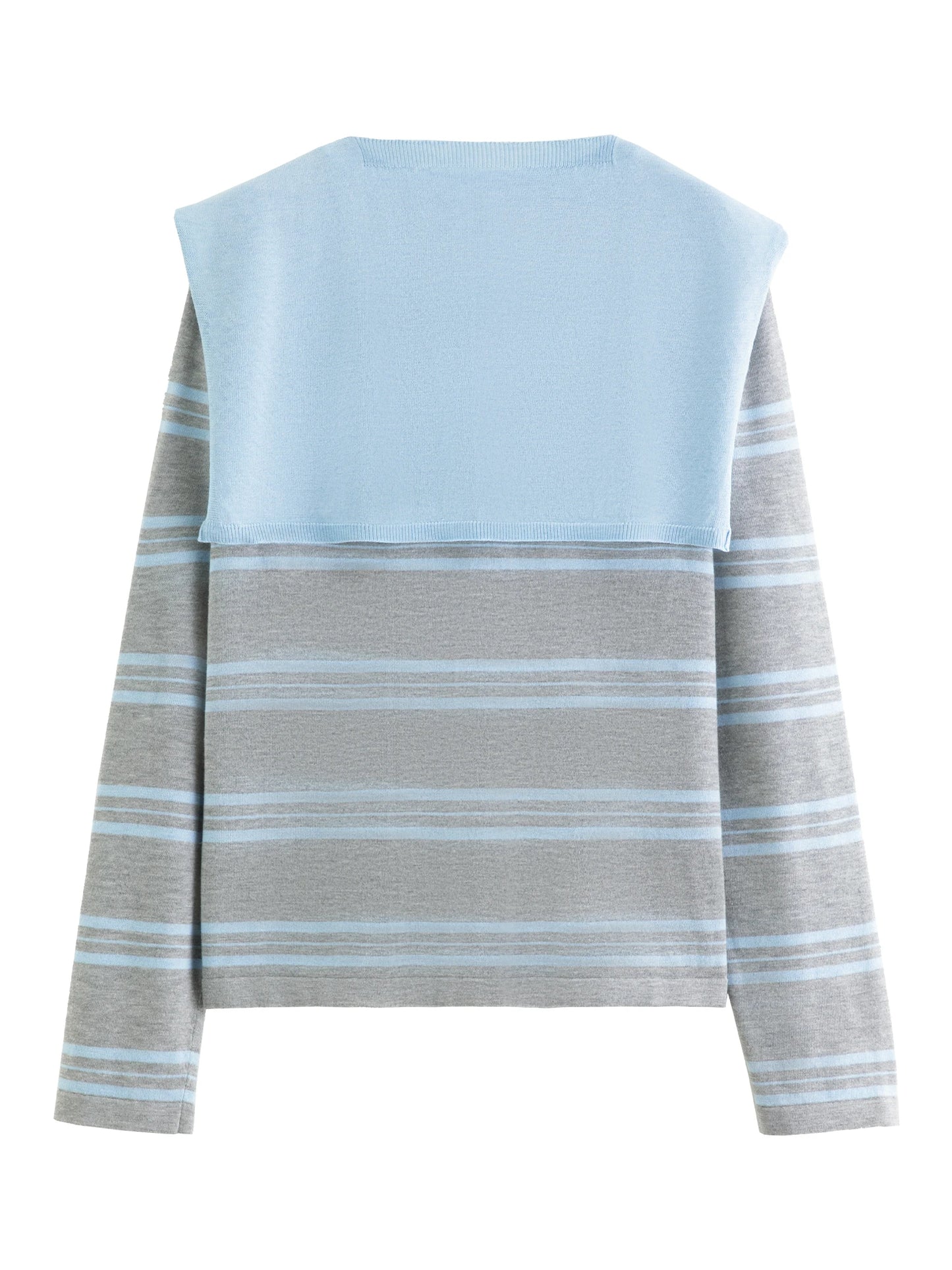 Striped Shawl and Sweater Skirt Set - Contrasting Knit Two-Piece