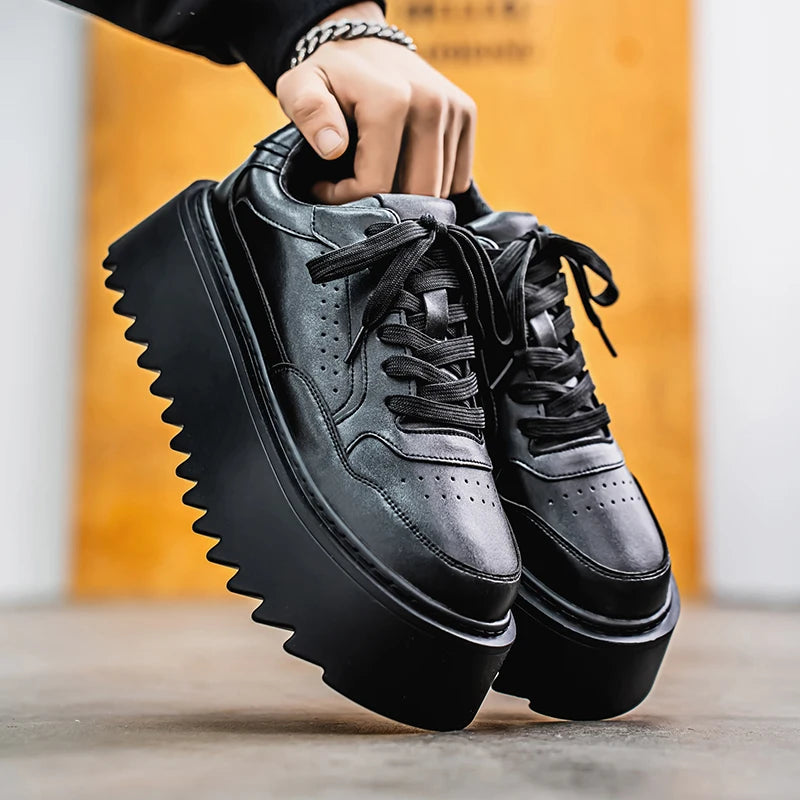 Men's Platform Skateboard Vulcanized Lace Up Sneakers