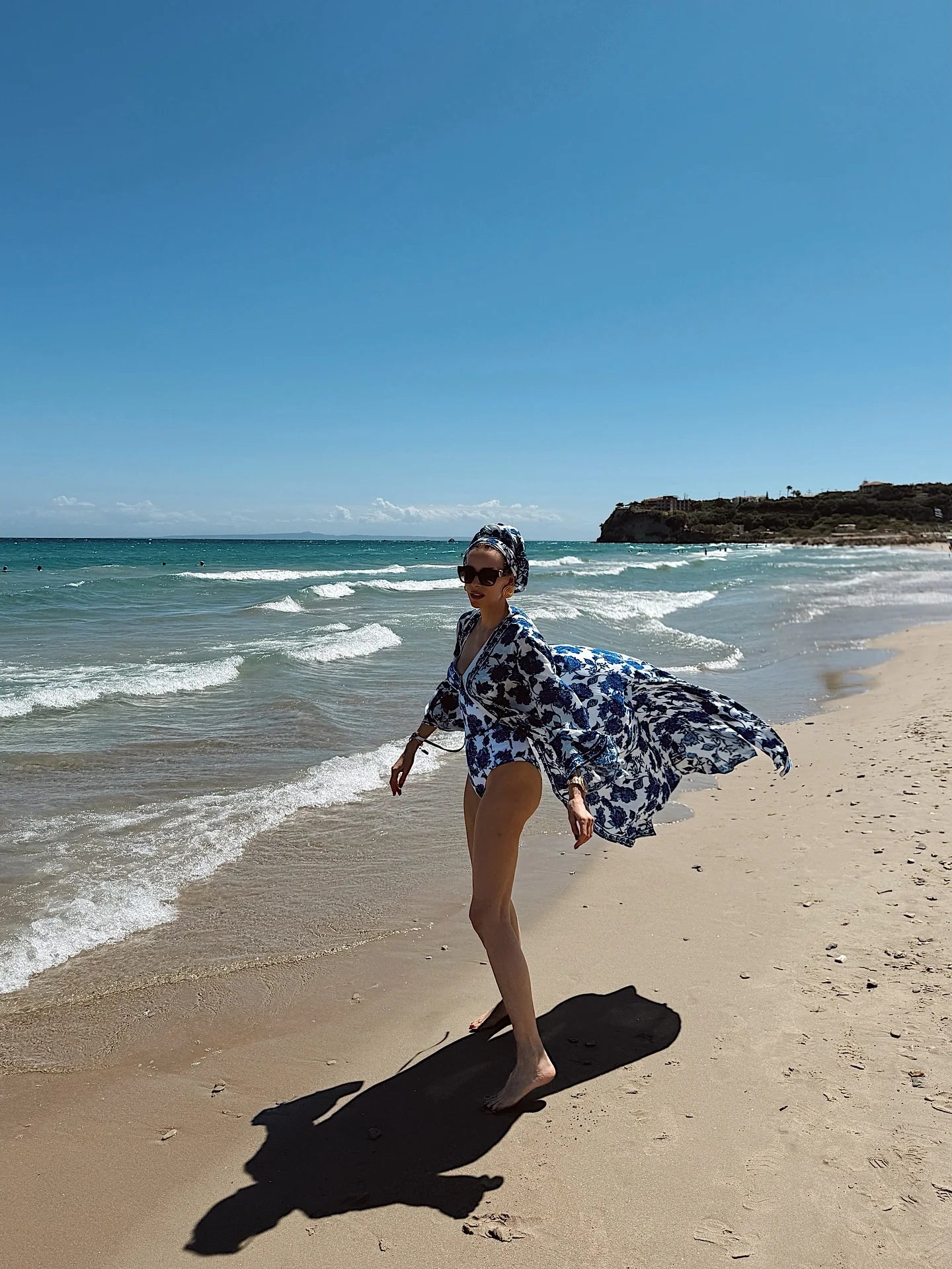 Printed One Piece Swimsuit with Cover Up - Monokini Set