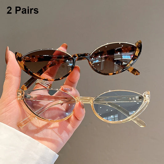 Women's 2 Pairs Per Set Vintage Cat Eye Sunglasses  Outdoor Casual Shades