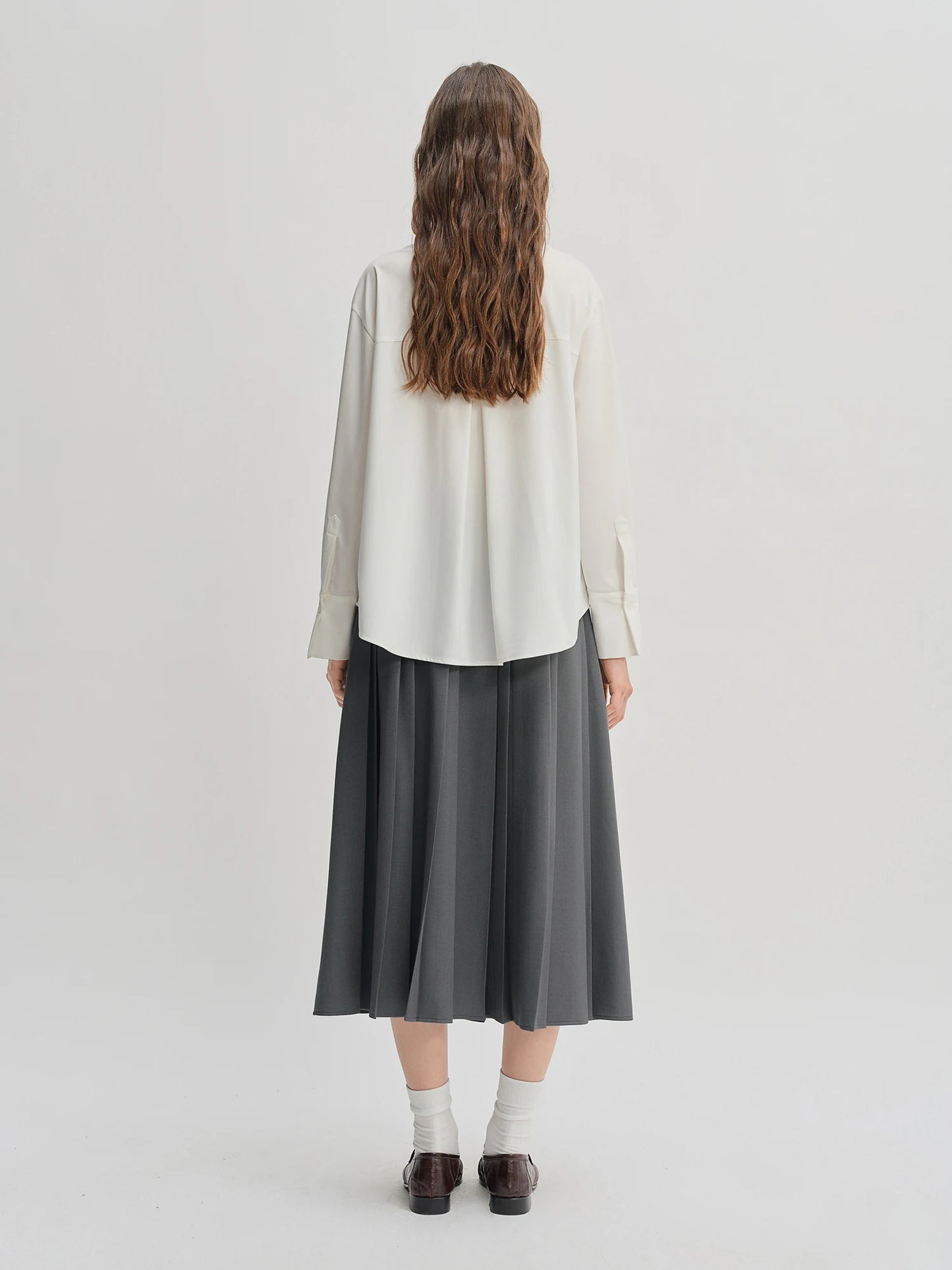 Ribbon Tie Blouse with Irregular Hem