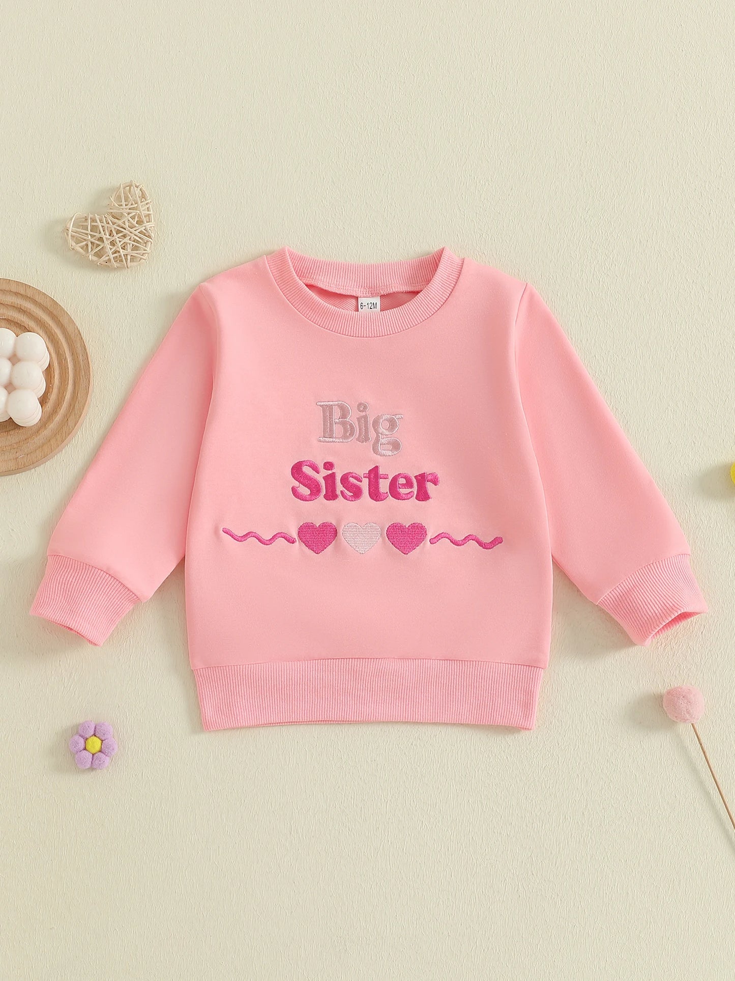 Baby Romper Sweatshirt - Letters Heart Embroidery Pullover