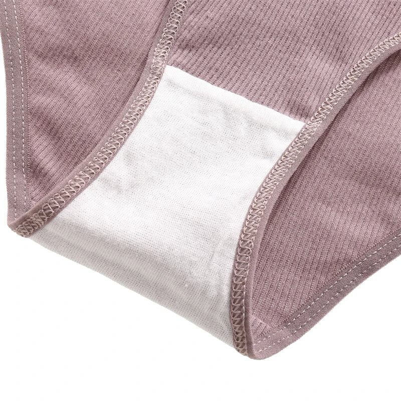 Women's 4Pcs Cotton Striped Underwear Panties Letter Belt Briefs  Low Waist Lingerie