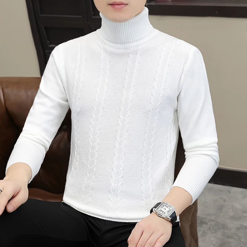 Thin Slim Fit Turtleneck Knit Pullover
