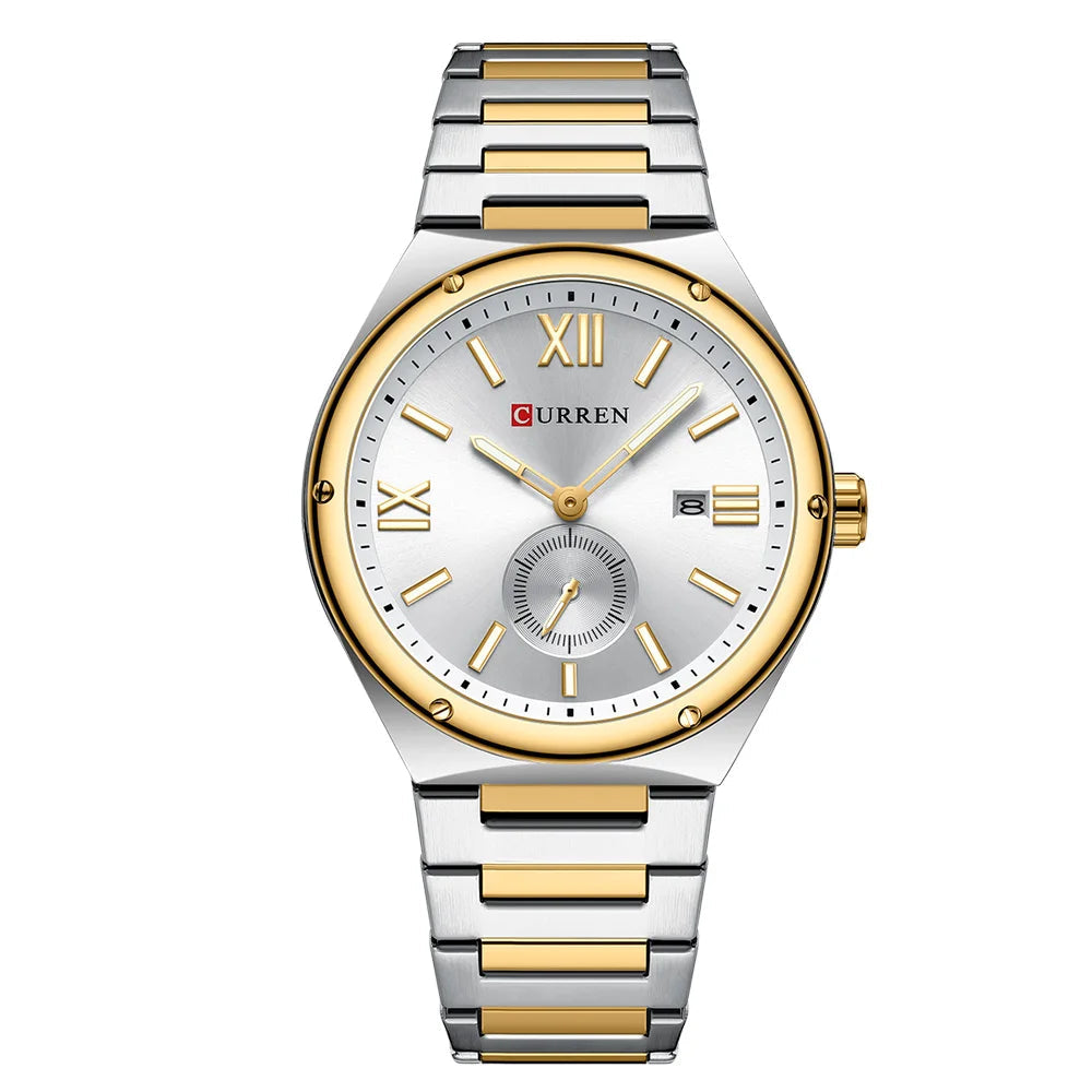 Premium Waterproof Business Watch - Luminous Date Display Stainless Steel Square Quartz