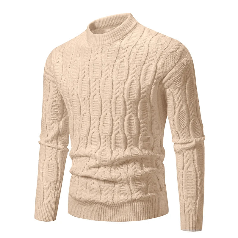 Men's O-Neck Knitted Sweater - Warm Casual Pullover for Autumn Winter