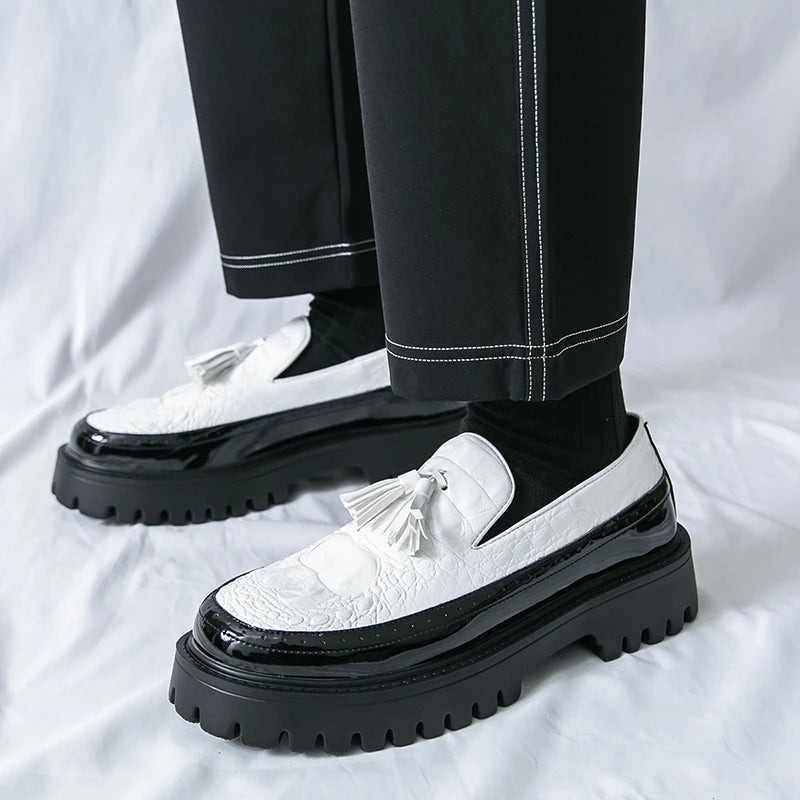 Leather Business Dress Shoes - Men's Slip-On Platform Loafers & Work Flats