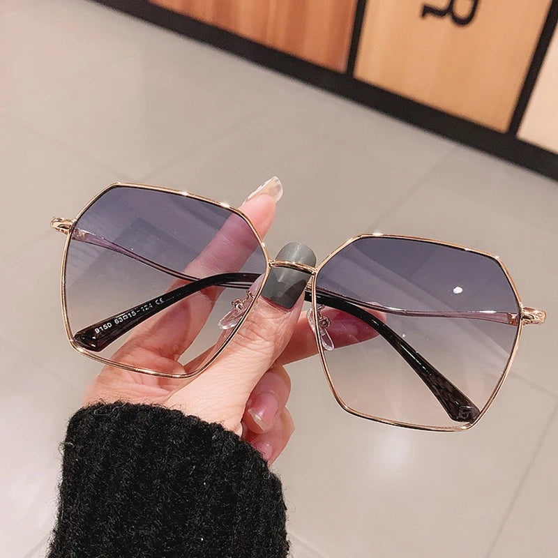 Unisex Large Metal Mirror Square Women's Sunglasses UV400