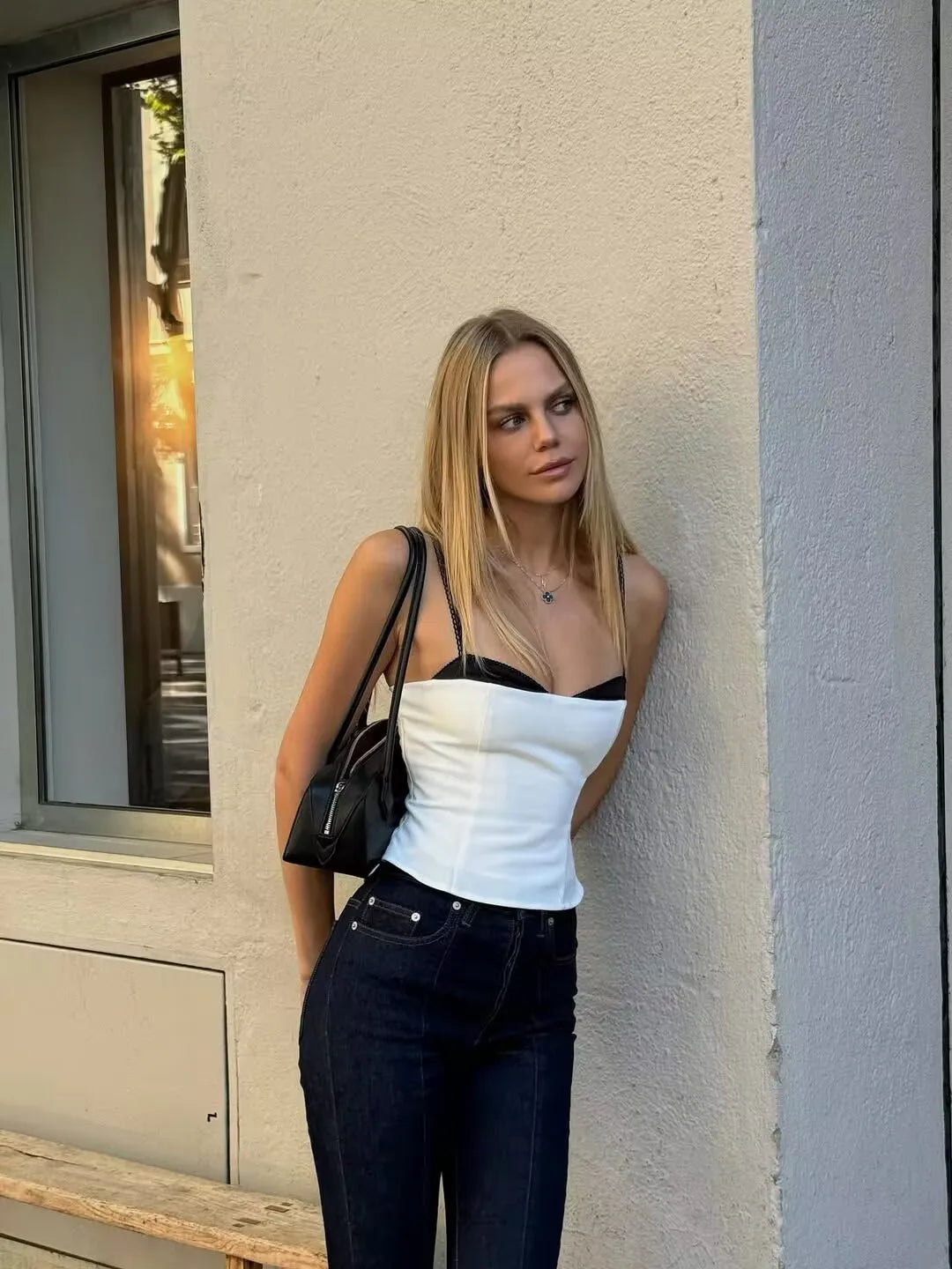 Colour Blocking Crop Top Cami - Sleeveless Slim Tank Top Y2K Style